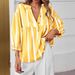 Women's Striped Shirt Puff Sleeve Loose Top Summer Autumn Fashion Bestseller_ecoleips.com