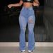 Women's Clothing Retro Chic, Trendy, Versatile Street Style High Elastic Straight Leg Solid Color Flared Jeans._ecoleips.com