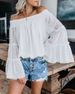 Women's Off-Shoulder Flutter Sleeve Blouse – Polka Dot Peplum Top, Lightweight Chiffon, Loose Fit, Sweet & Elegant For Work & Casual_ecoleips.com