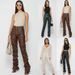 Women's Clothing Fashion Tight PU Leather Trousers Personalized Folded Flared Pants Women's New Style for Four Seasons_ecoleips.com