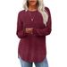 Women's Autumn Loose-Collared Top With High And Low Curved Hem_ecoleips.com