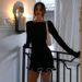 Women's Sexy Bodycon Mini Dress Long Sleeve Ruffled Hem Stretchy Knit Fit And Flare Dress_ecoleips.com