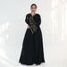 Voya Women's Abaya Dress - Double-Layered Flared Sleeves With Embroidered Cuffs - Premium Modest Maxi Dress, Elegant Evening & Occasion Wear_ecoleips.com