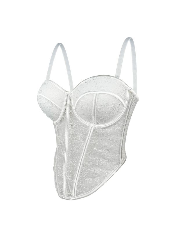 Women's Clothing New Slim Sexy See Through Mesh Vest Suspender Low Cut Contrast Color Waist Slim Breathable Body Shaping Fishbone Bra_ecoleips.com