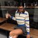 European And American Style Retro Color-block Striped Polo Collar Knit Top For Women, Long-sleeved, Short, Slim-fit,_ecoleips.com