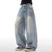 Women's Blue Wide Leg Jeans Loose Straight Leg Pants Versatile Embroidered Plus Size Regular Thickness Autumn Winter Style_ecoleips.com