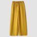 Suitable For All Seasons Casual Wide Leg Women 2025 Spring New Tencel Linen Straight Pants_ecoleips.com