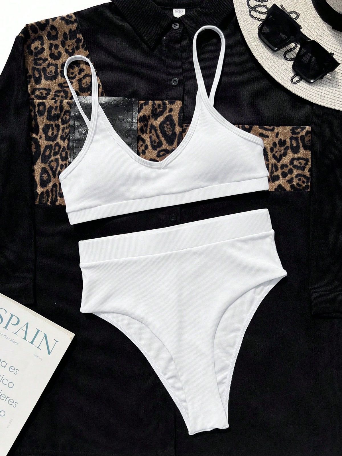 2025 New Cross Border European And American Foreign Trade High Waisted Women's Bikini, Solid Color Sexy Swimsuit, Multi Color Swimwear_ecoleips.com