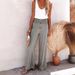 Women's Loose Wide Leg Pants Cotton Linen Solid Color Elastic Fit Casual Long Trousers Spring Summer New Arrivals_ecoleips.com