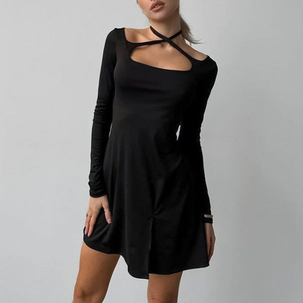 French-Inspired Design With Square Neckline And Belt, A Stylish A-Line Skirt That Flatters The Waist, Perfect For Women_ecoleips.com