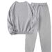 Women's Clothing Fleece Lined Two Piece Set American Style Crew Neck Printed Sweatshirt Casual Sweatshirt Suit_ecoleips.com