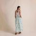 Women's Bohemian Floral Maxi Dress With Tie-Shoulder Ruching, Layered Mid-Length Dress, Flowing And Color-Block Design_ecoleips.com