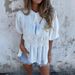 Women's Clothing Summer New Solid Color Round Neck Button Casual Fashion Short Sleeved Shirt_ecoleips.com