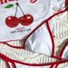 Women's Cherry Print Bikini Set – Adjustable Ties & Ruffled Apron Style Swimwear, Quick-Dry Polyester (8 Colors, S-Xl)_ecoleips.com