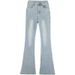 2025 New Guangzhou Xintang Washed Blue Micro Flare Jeans For Women, High Waist, Slimming, Height-Enhancing, Cotton_ecoleips.com