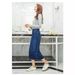 Exclusive Cross-border Sales, European American Style 2024 Summer-autumn Slim-fit High-waisted Stretch Denim Skirt For_ecoleips.com