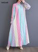 Long Sleeve Vintage Striped Long Shirt Dresses For Women Autumn New Loose Casual Dress Vestidos Fashion Elegant Clothing 2025_ecoleips.com