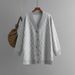 autumn And Winter New V-neck Cardigan Women's Casual Loose Diamond Grid Knit Sweater Jacket_ecoleips.com