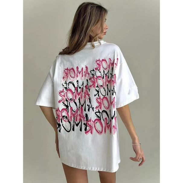 American Retro Heavy Cotton Short Sleeve T-Shirt For Women Summer New Design Letter Print Loose Slimming Top_ecoleips.com