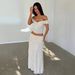 Women's Off-Shoulder Crop Top & High-Low Mermaid Skirt Set - Polka Dot Print, Elegant & Flirty For Fall Outfits_ecoleips.com