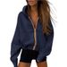 "Y2K Fashion Women's Zip-Up Hooded Sweatshirt With Pockets, Oversized Long Sleeve Jacket For Streetwear Casual Wear, Polyester Blend, Multiple Colors_ecoleips.com