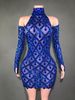 Sexy Glitter Sheer Mesh Sleeve Dress With Rhinestones - Elegant Party Mini Dress For Women, Clubwear, Evening Gala, Stage Performance_ecoleips.com
