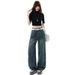 2026 Spring New Style Starry Rhinestone American Retro Straight Wide-Leg Jeans For Women, Loose High-Waisted Slimming_ecoleips.com