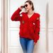 Cozy Christmas Sweater With 3D Embellishments – Faux Fur-Trimmed Cardigan For Holiday Cheer_ecoleips.com