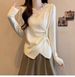 K Design Sense Lace Patchwork V-neck Long Sleeved T-shirt For Women's New Irregular Cross Base Shirt_ecoleips.com