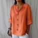 Summer New Loose Shirt Women's V-neck Cotton And Linen Button-up T-shirt Top Women_ecoleips.com