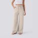 2025 High Waist Drawstring Side Pocket Casual Linen Flowy Wide Leg Beach Pants Elastic_ecoleips.com