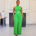 Women's Clothing Pleated Sleeveless High Waist Top Wide Leg Pants Two Piece Set_ecoleips.com