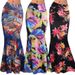 Women's High Waist Stretchy Pencil Skirt, Floral Print Long Bodycon Dress, Comfortable Polyester Spandex Slim Fit Midi Skirt For Women_ecoleips.com