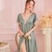 Ice Ribbon Chest Pad Sexy Lace Loungewear Women's Dress Temperament Pajamas_ecoleips.com