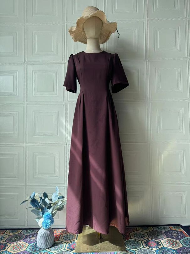 Women's Clothing Women's Round Neck Short Sleeve Dress Elegant Spring Style Full Swing Dress For Formal & Casual For Women_ecoleips.com