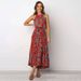 2024 European And American Women's New Summer Sexy Fashion Milk Silk Floral Print Long Dress_ecoleips.com