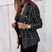Women's Clothing Women's Double Breasted Printed Jacket Long Sleeved Suit Collar Autumn Winter Long Sleeve For Formal & Casual For Women_ecoleips.com