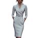2026 European American Cross-Border Independent Station SHEIN Elegant Spring And Autumn Long Sleeve Pocket Dress_ecoleips.com
