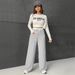 Voya 2026 European American Women's New Casual Straight-leg Pants With Drawstring Waist, Contrasting Colors,Oversized Slimming Loose Pants_ecoleips.com
