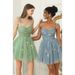 Women's Clothing Beach Birthday Short Celebrity Floral Green Suspender Dress_ecoleips.com