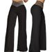Women's Clothing Ladies Solid Color Fashion Hollow Hot Diamond Mid Waist Casual Wide Leg Pants Trousers_ecoleips.com