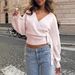 2026 Spring Cross V-neck Bottoming Knitted Sweater Autumn And Winter Irregular Straps Elegant Short Top Women_ecoleips.com