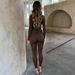 Women's Slim Fit Round Neck Top And Bottoms Set Long Sleeved Pleated European American Style Fashion Autumn_ecoleips.com
