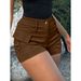 Aria Basics Aria Basics 2025 European And American Style Cross-border Casual Women's High-waisted Buttoned Street-style Cargo Shorts With_ecoleips.com