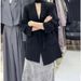 Black Women's Blazer 2026 Spring Fashion New Versatile High-end V-neck Loose Slimming Ribbon Elegant Coat_ecoleips.com