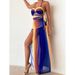 Women's Clothing Solid Color Gradient Tube Top Detachable Sling One Piece Swimsuit Female New Skirt Suit_ecoleips.com