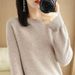 Women's Clothing Round Neck Knit Sweater - Solid Color Long Sleeve Pullover For Autumn & Winter_ecoleips.com
