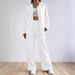 Women's Clothing Simple Solid Color Shirt Wide Leg Trousers Casual Suit_ecoleips.com