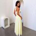 Sexy Halter Neck Long Dress Style Mesh See Through Yellow Low Cut Waist Design New Summer Resort Wear_ecoleips.com