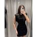 Cross-border European And American Fashion Sexy Sequin Embellished Lace-up Round-neck Short Dress 2025 Spring B88797_ecoleips.com